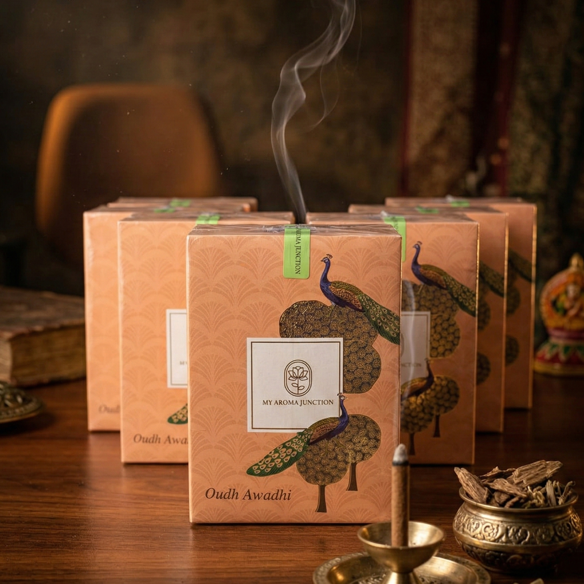 Oudh Awadhi Dhoop Sticks Pack of 6 – Luxurious Oudh Aroma for Meditation & Puja | MY AROMA JUNCTION