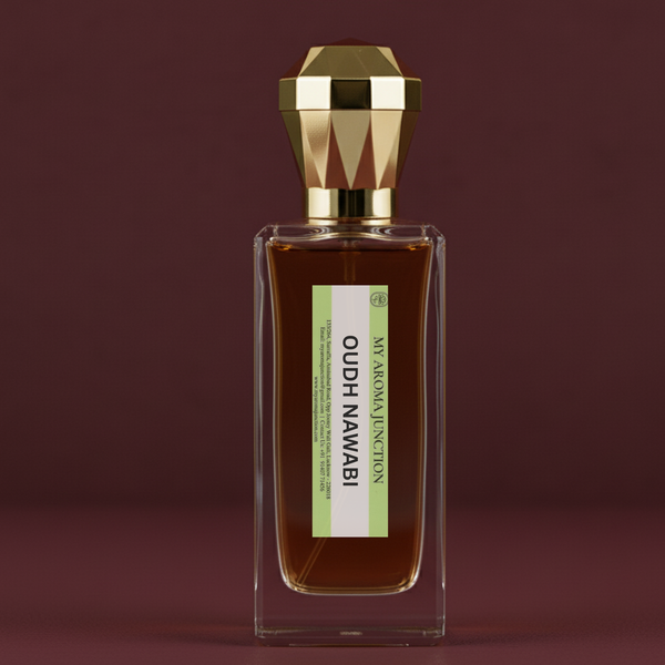 Perfume labeled with Oudh Nawabi from My Aroma Junction best perfume shop in Lucknow.